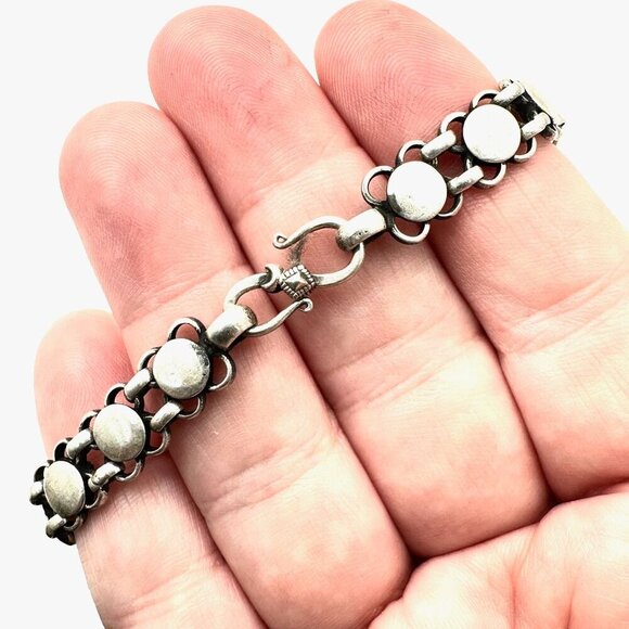 Vintage Traditional Indian Sterling Silver Bracelet Reversible Design - Picture 3 of 6